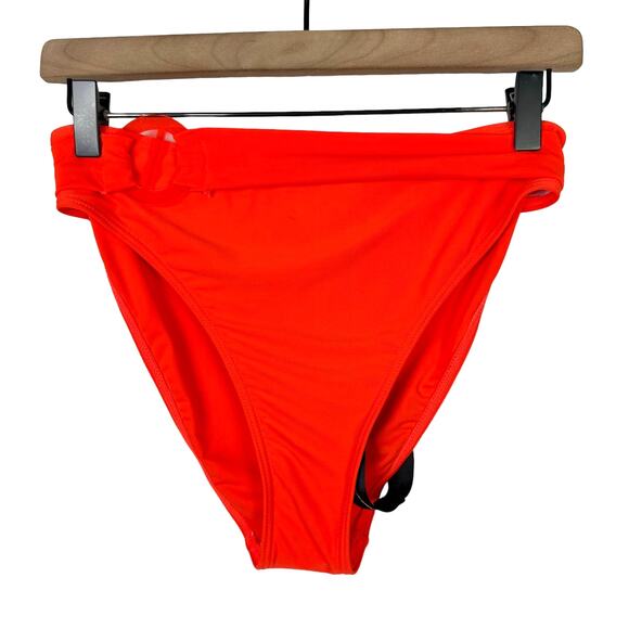 Swim Studio NWT 10/12 Neon Orange Belted Embellished Cheeky Bikini Bottoms - Picture 1 of 5